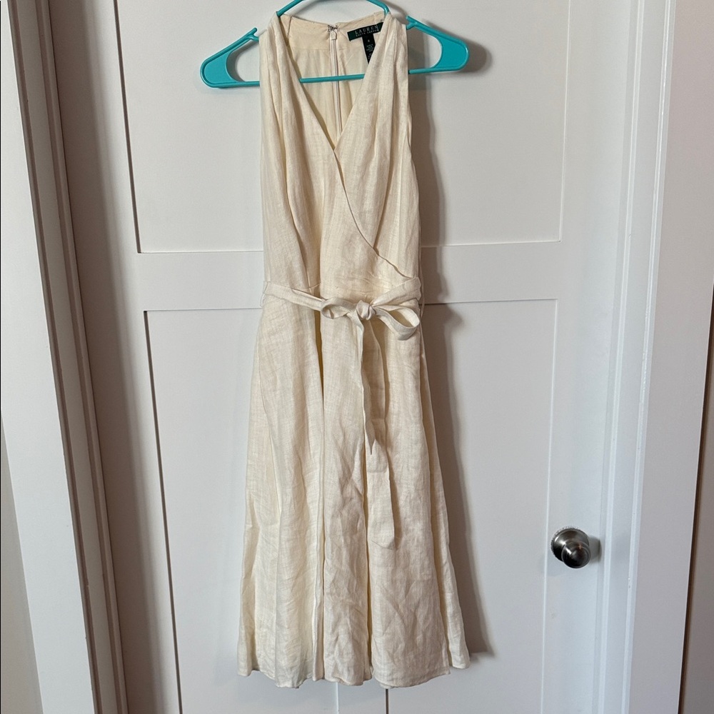 Ralph Lauren Cream Midi Wrap Dress